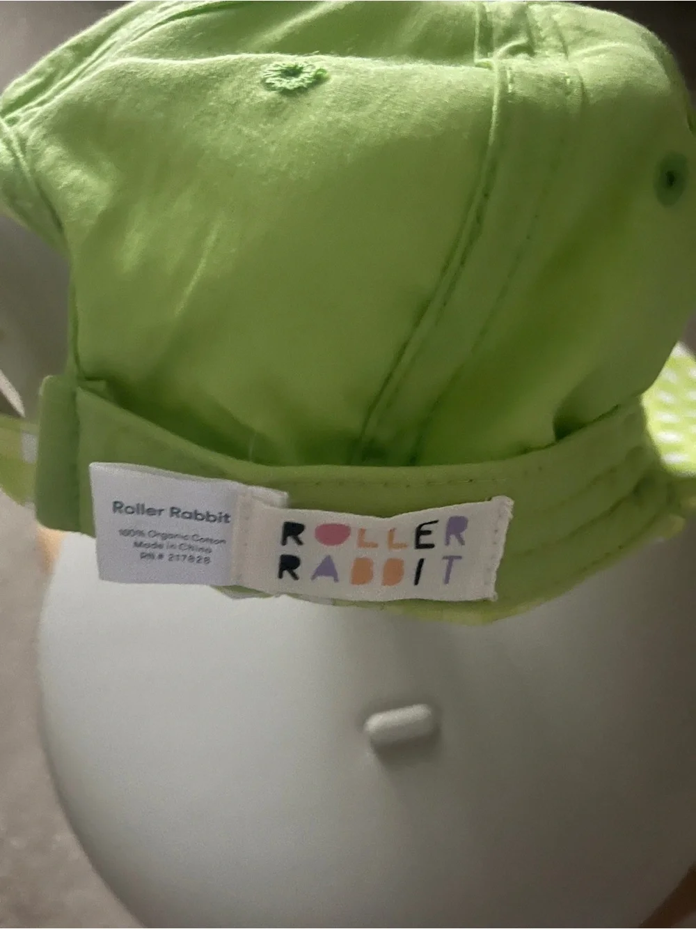 Roller Rabbit Remi Lime Green & White Gingham Cap